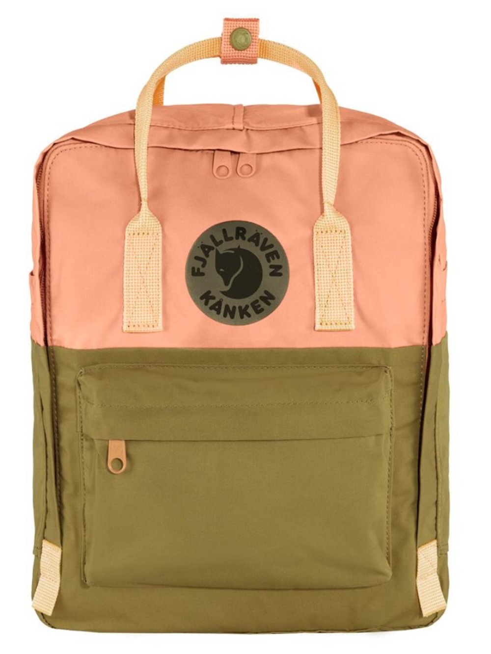 Fjallraven Kanken Art Two-Tone Backpack in Peach and Olive Green